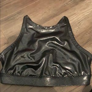 High neck sparkly sports bra
